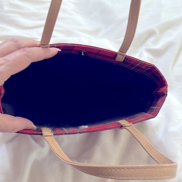 Mini red plaid tote bag - Picture 4 of 4